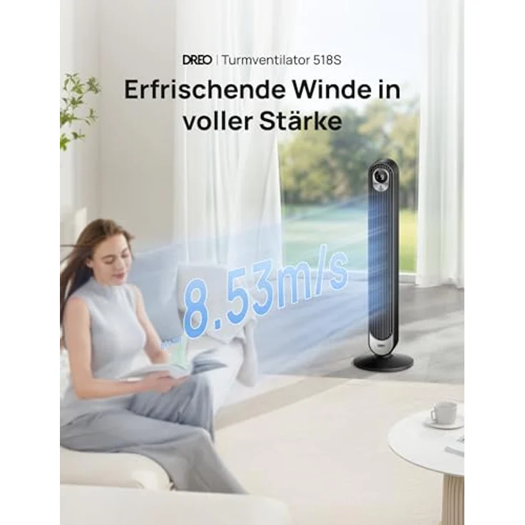Dreo Smart Turmventilator mit 20dB DC Motor, 11m Windentfernung, 9 Geschwindigkeitsstufen, 4 Modi, 90° Oszillation, Fernbedienung und Sprachteuerung, 12H Timer – Bild 2