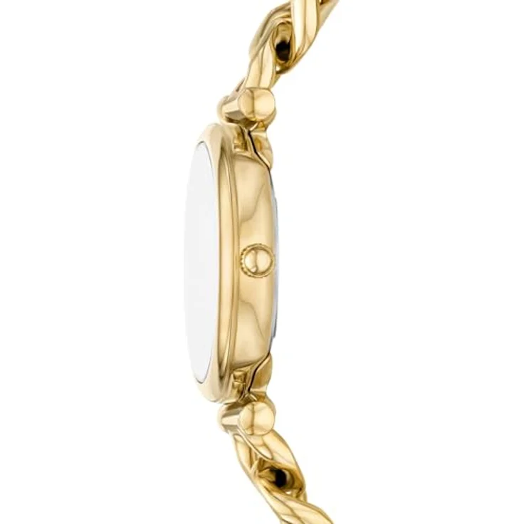 FOSSIL Damen Analog Quarz Uhr ES5416, 28 mm Gehäuse, goldfarbenes Edelstahlgehäuse, glänzendes Perlmuttzifferblatt, zweifarbiges Edelstahlband, wasserdicht bis 50 m – Bild 3