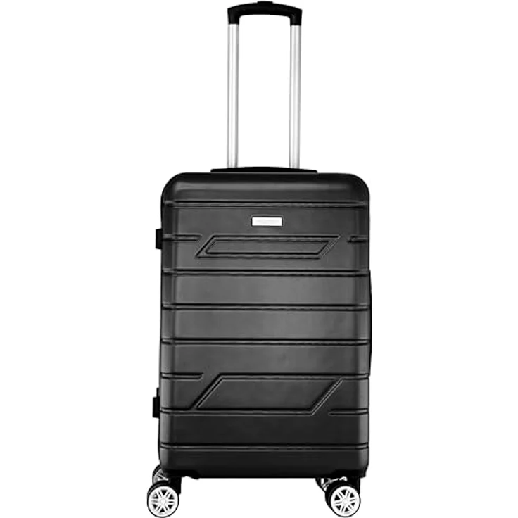 Nowi Bergamo 4 Rollen Trolley 65 cm, L, stilvolles Design mit Kreuzpackgurt, Wäschefach und Reißverschlussfach, schwarz – Bild 4