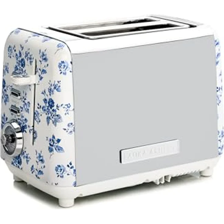 VQ Laura Ashley 2-Scheiben-Toaster, Edelstahl Vintage-Toaster mit 7 Bräunungsstufen, Auftau- und Aufwärmmodi, Warmhalterost, Farbe: China Rose – Bild 1