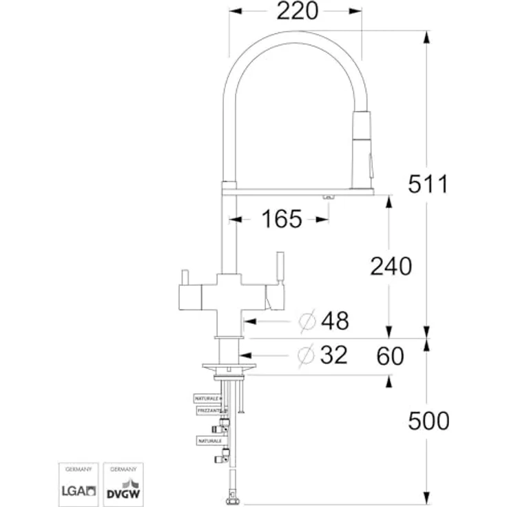 BieTal® Wassersprudler Untertisch Tafelwasseranlage BT-30U mit Kühlung und 5-Wege Hahn Komplettset – Bild 3