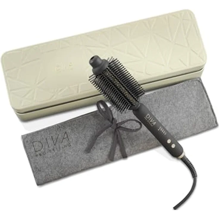 Diva Pro Styling Precious Metals Gold Dust Hot Brush, für volles Volumen und Locken, mit einstellbarer Temperatur und goldener Keramikkonstruktion – Bild 1