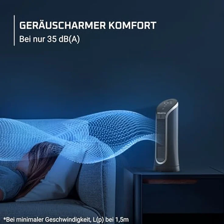 Rowenta Eole Compact Turmventilator, bis zu 60% Energieeinsparung, Effitech-Motor, 6 Geschwindigkeitsstufen, 2 Modi (Auto, Nacht), 8h Timer, kompaktes Design, leise, Schwarz – Bild 5