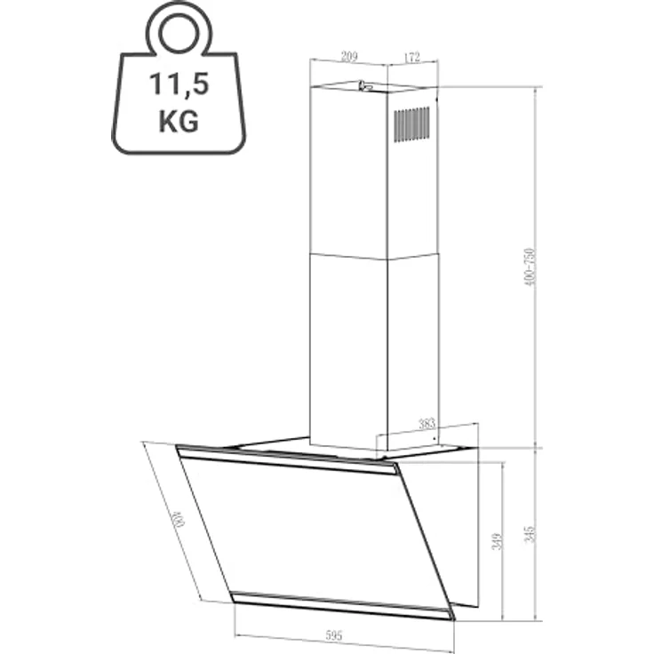 Respekta Schräghaube Skala CH89160S-20, 60 cm Dunstabzugshaube schwarz mit Energieeffizienzklasse A+++, Brushless Motor und 9 Leistungsstufen – Bild 4