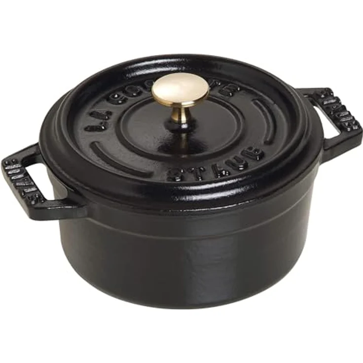 Staub 40500-101-0 Mini Cocotte, rund mit Deckel 10 cm, 0,25 L, induktionsgeeignet, mit mattschwarzer lierung im Inneren des Topfes, schwarz – Bild 2