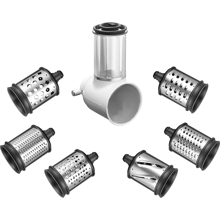 KitchenAid 5KSMVSA+KSMEMVSC Gemüseschneider Set, Edelstahl, Kunststoff, 7- teilig, geeignet für alle KitchenAid Küchenmaschinen, silber – Bild 1