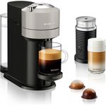 Krups XN911B Nespresso Vertuo Next Kaffeekapselmaschine + Aeroccino Milchaufschäumer, 1,7 L Wassertank, Kapselerkennung durch Barcode, 5 Tassengrößen, aus 54 % recyceltem Kunststoff, Light Grey