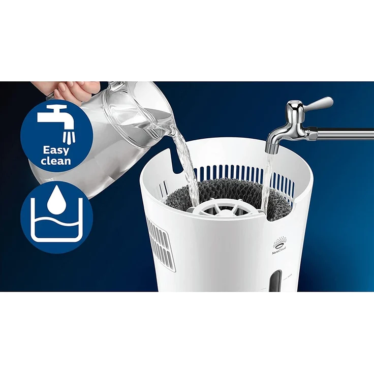 Philips HU4803-01 Luftbefeuchter, bis 25 m², hygienische Nano-Cloud-Technologie, Nachtmodus, Automodus, weiß-grau metallic – Bild 5