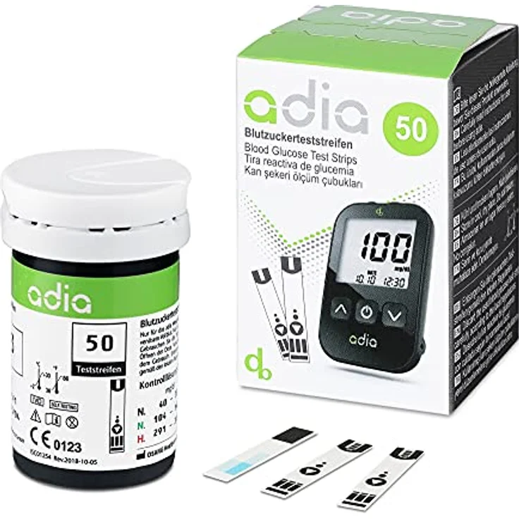 adia Blutzuckerteststreifen, 150 Stück, die günstige und einfache Blutzuckermessung zur Blutzucker-Kontrolle bei Diabetes – Bild 3