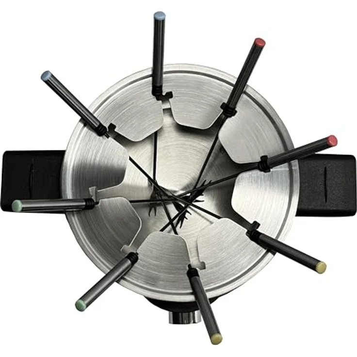 Silva PK-F 140 Fondue, elegantes Inox-Schwarz Design mit 1500 Watt Heizleistung und 8 Gabeln – Bild 3