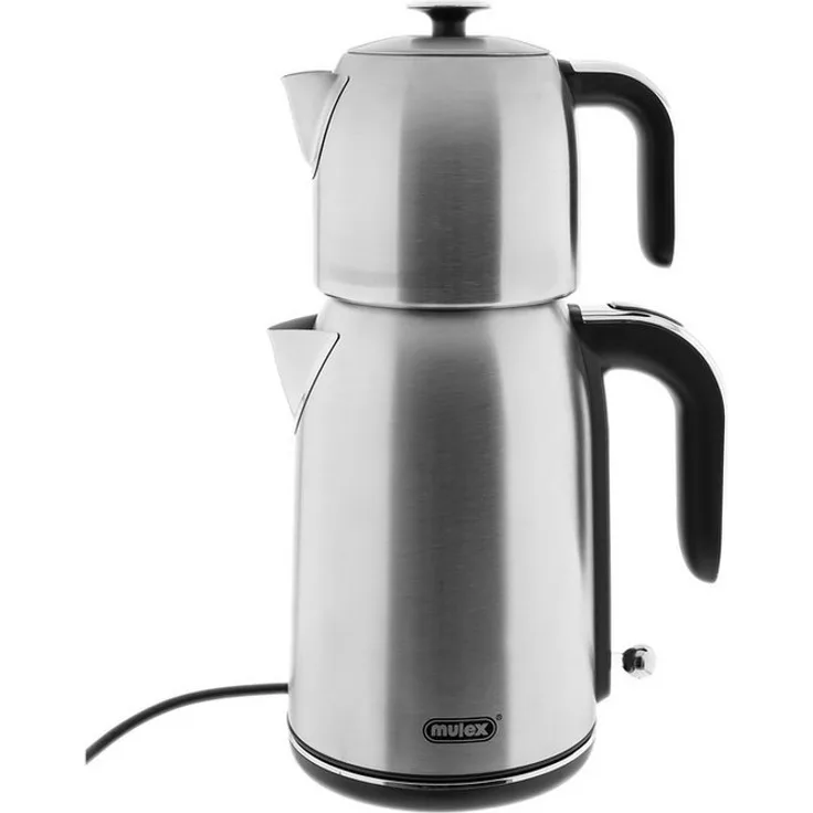 Mulex Tee Express Wasser-/Teekocher, 2-in-1 Edelstahl, 2200 W, 1,7L + 1L Teekanne, Silber