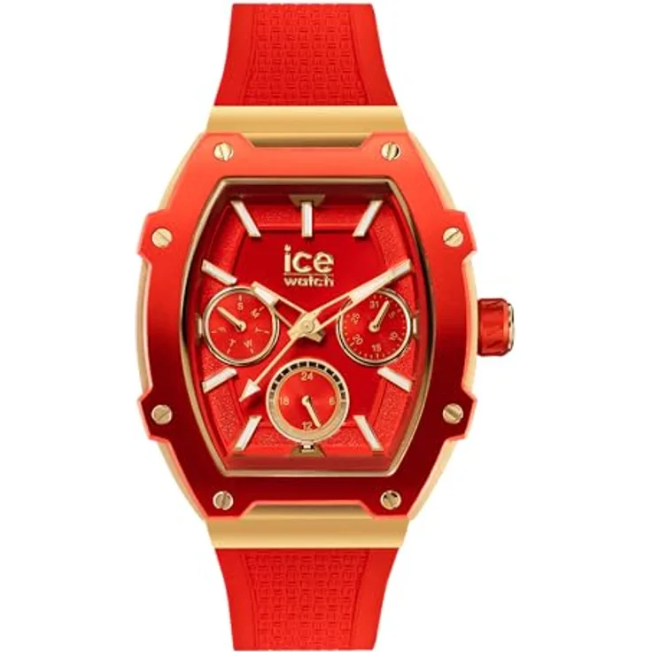 ICE-WATCH Ice boliday Passion red Damenuhr mit Silikonarmband (Small) - Kalenderfunktion, Leuchtzeiger, 24-Stunden-Anzeige - Preisvergleich
