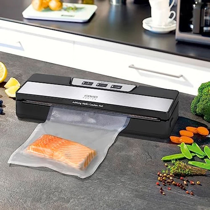 CASO VR 190 advanced Vakuumierer - Folienschweißgerät, verlängern Sie die Halbtbarkeit Ihrer Lebensmittel, Vakuumiergerät ideal zum portionieren & aufbewahren von Essen, inkl. 10 Profi- Folienbeutel – Bild 6
