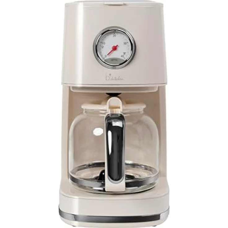 SILVA Schneider Kaffeemaschine Retro Style Nostalgia 150, Cremeweiß, 900 Watt, 1,5 Liter, 4-12 Tassen, Ziffernblatt für Warmhaltezeit, Abnehmbarer Filterbehälter, Warmhaltefunktion, Automatische Abschaltung – Bild 1
