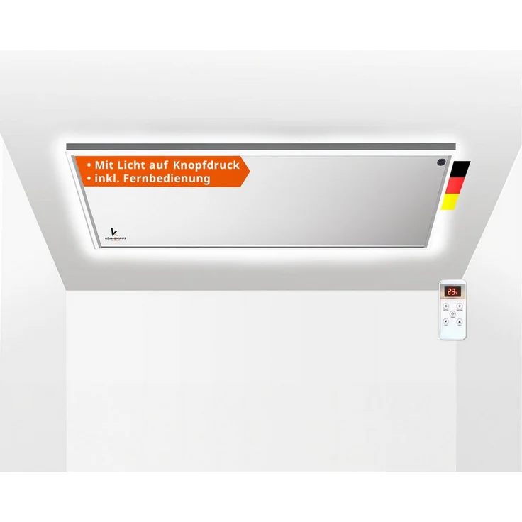 Könighaus LED Infrarotheizung Deckenheizung, praktische Steuerung per Fernbedienung, IP44, Aluminiumrahmen