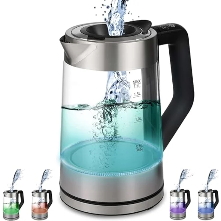 Ecosa EO-660 Glas-Wasserkocher, 2200W, 1,7L, Wasserstandsanzeige, Überhitzungsschutz – Bild 2