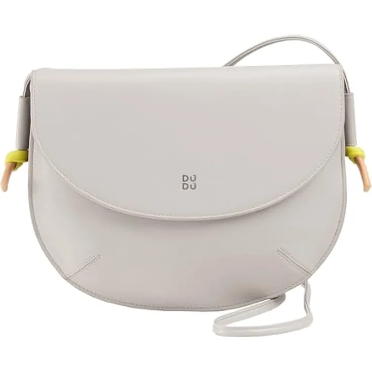 DuDu Skye Umhängetasche aus 100% Leder, grau, 21 cm x 16.5 cm