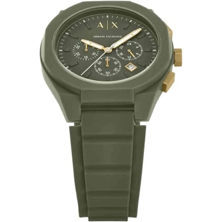 Armani Exchange Uhr für Herren, Quarz-Chronograph, 44mm Gehäusegröße, Silikonarmband, Onyx schwarz – Bild 5