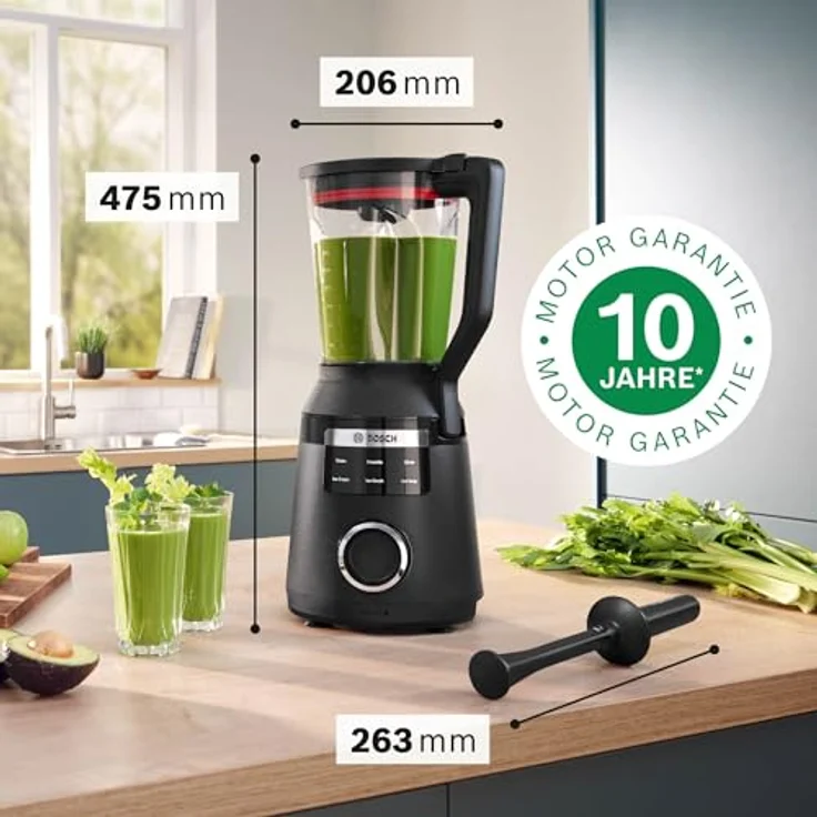 Bosch Hochleistungsmixer VitaPower Serie 6 MMBD665B1, 1800 W, bis zu 45000 U/Min, 6 Automatikprogramme, Stopfer, schwarz – Bild 2
