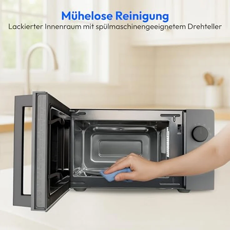 MEDION Mikrowelle MD12211, kompakt (17L, 700 Watt, 5 Mikrowellenstufen, Auftaufunktion, Timer), grau [MODELL 2025] – Bild 4