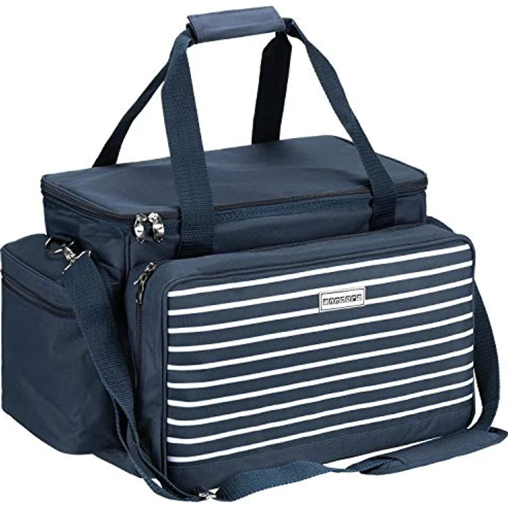 Anndora XXL Picknicktasche 6 Personen blau weiß - Vollausstattung 57 Teile – Bild 2