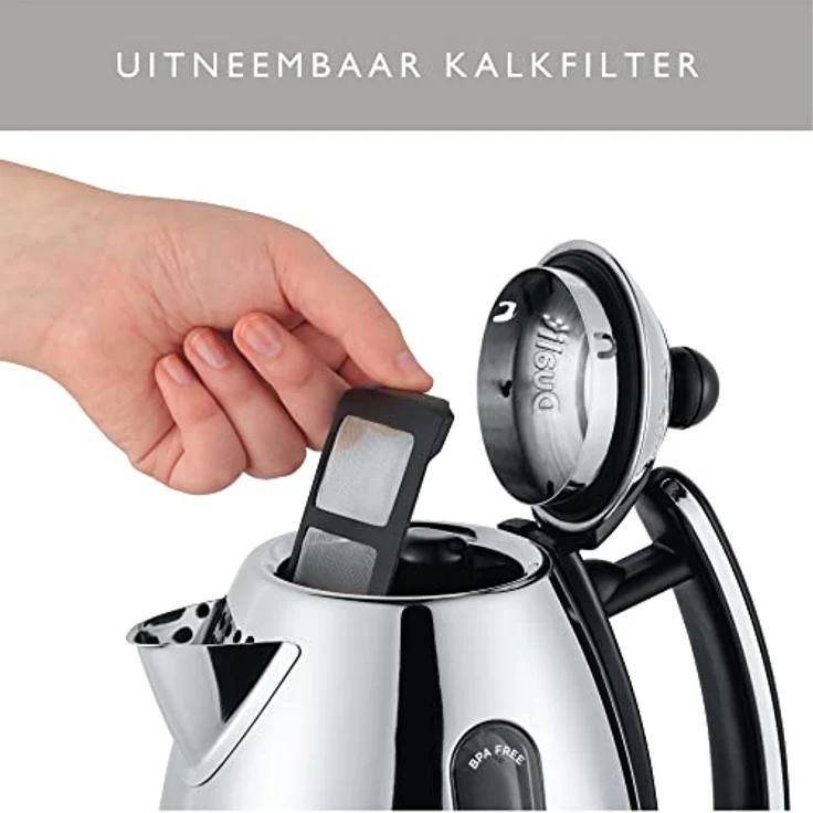Dualit Wasserkocher Lite - 1,5L Wasserkocher Vintage Schnell Kochender - Wasserkocher Schwarz mit Hochglanz Finish - BPA Frei – Bild 4