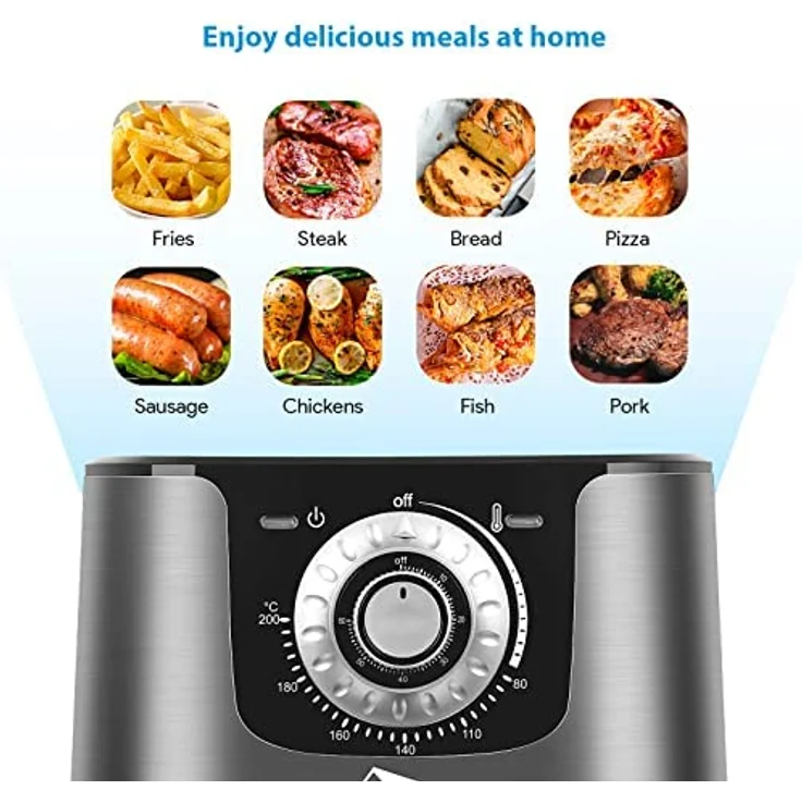Heißluftfritteuse, 5.5L XXL Airfryer Uten Heissluftfriteuse 1700W Luftfritteuse mit Vorheizen & Warmhalten, für 2-8 Personen, 32 Rezepte – Bild 4