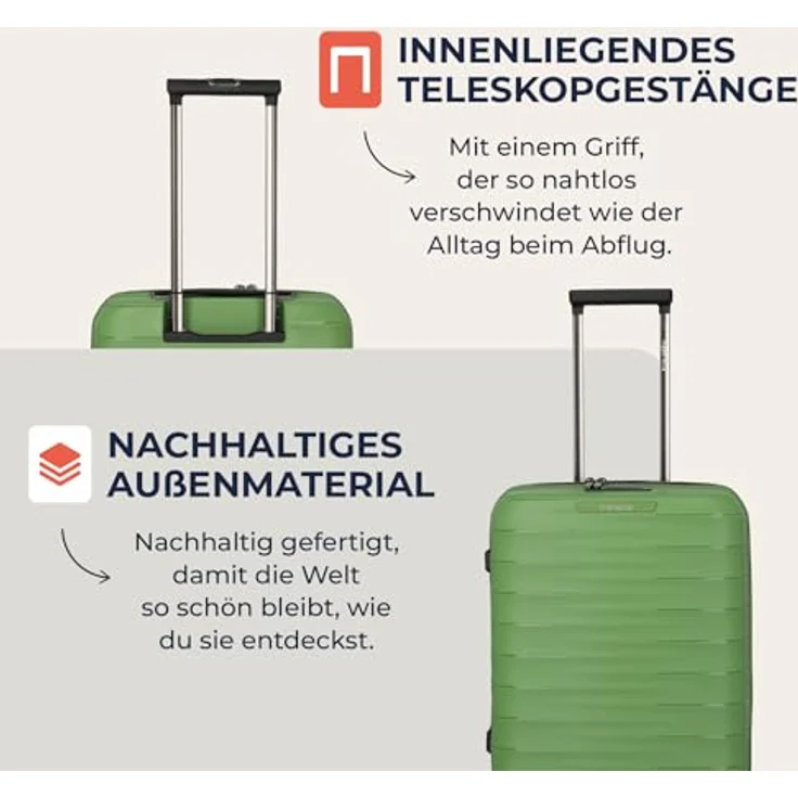 Travelite Koffer Set 3-teilig, MOOBY S/M/L, kratzfeste Hartschale aus recyceltem Material, 55/66/77 cm, 4 Doppelrollen, TSA-Schlösser – Reisekoffer, Trolley, Handgepäck – Bild 4
