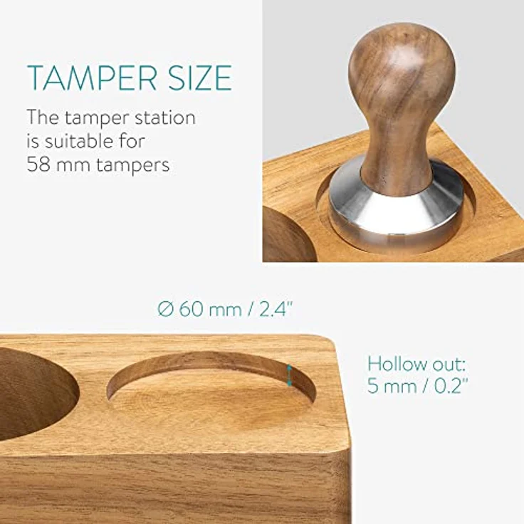 Navaris Tamperstation 58mm aus Akazienholz - Holz Tamper Station für Siebträger - Abklopfbehälter Abklopfer - Barista Zubehör - Natur braun – Bild 5