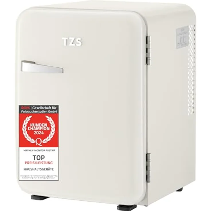 TZS First Austria Minikühlschrank | Retro Design | Leiser Betrieb | Einstellbare Kühlleistung | 40L | creme
