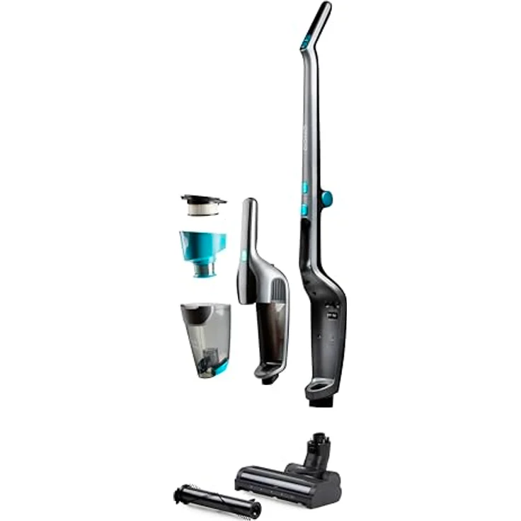 DOMO DO249SV, Akku Staubsauger 2-in-1, Schwarz/Blau, Zyklon-System mit HEPA-Filter, 55 Minuten Laufzeit, 130 W Motorleistung – Bild 2