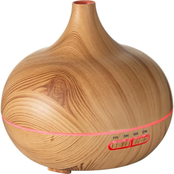 Casativo Aroma-Diffuser in Holzoptik, 300 ml, LED-Beleuchtung in 7 Farben, Timer und ultraschallbetriebene Luftbefeuchtung – Bild 8