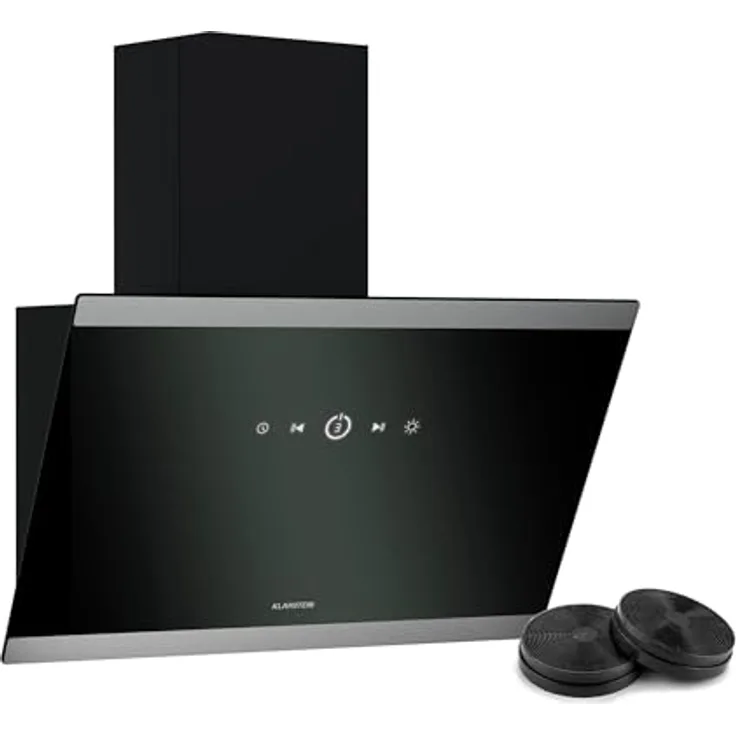 Klarstein FlashLine Dunstabzugshaube, Touchscreen, 524 m³/h, A++ Energieeffizienz, LED-Beleuchtung, leise 34,5 dB, Schwarz