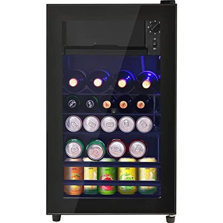 Merax 76L Kühlschrank, 70 l Kühl- und 6 l Gefrierkapazität, leise Kühlung, 51 Dosen Kapazität, anpassbare Einlegeböden, schwarzes Design, [Energieklasse F] – Bild 2