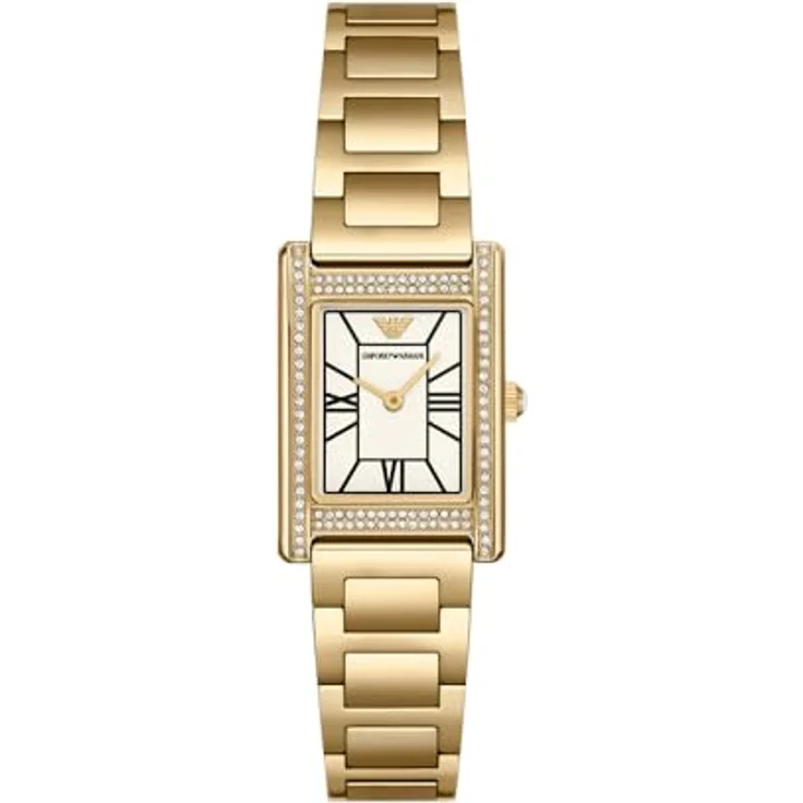 EMPORIO ARMANI Damen Analog Quarz Uhr AR11659, goldfarbenes Edelstahl-Armband, 22-mm-Gehäuse, 50 m wasserdicht – Bild 1
