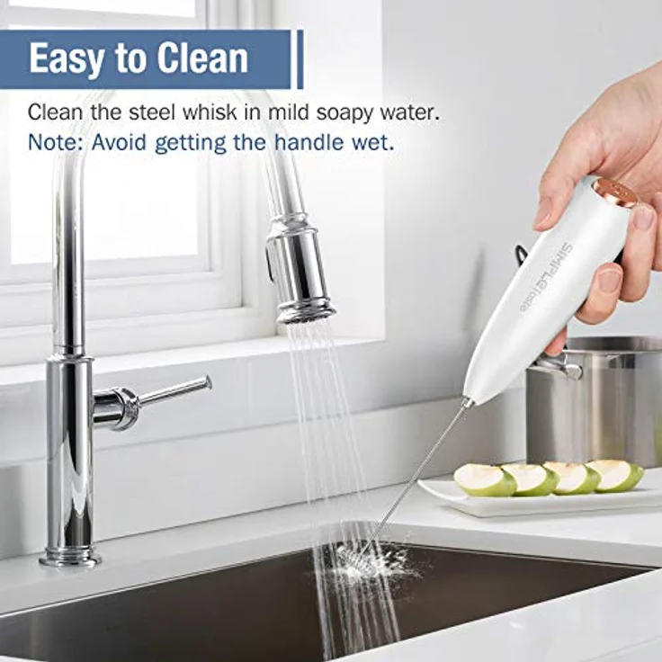 SIMPLETASTE Milchaufschäumer Handheld, Elektrischer Schaumbereiter aus Edelstahl mit Ständer, batteriebetrieben für Cappuccino, Latte und mehr – Bild 5