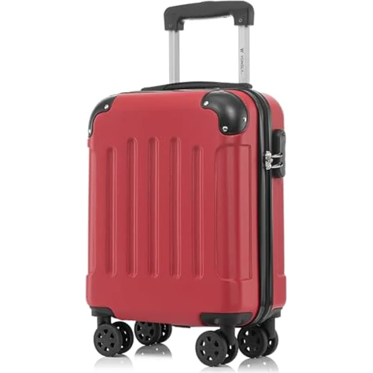YONSLY Kabinenkoffer S, Hartschalenreisekoffer mit abnehmbaren Rädern, 4 Rollen 360°, Zahlenschloss, Gummigriff, rot – Bild 1