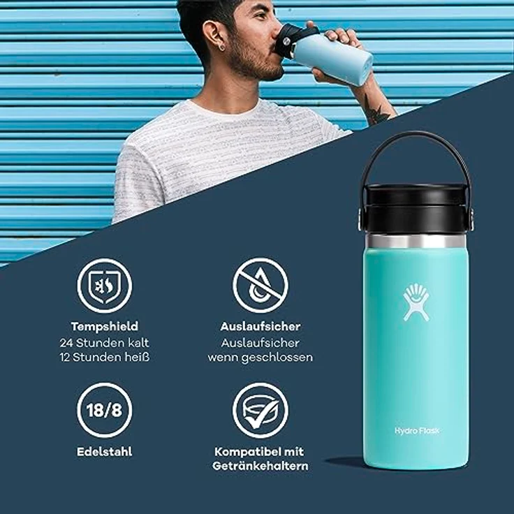 Hydro Flask Hydro Flask 16 oz Wide Mouth with Flex Sip Lid Kaffeebecher pacific – Bild 2