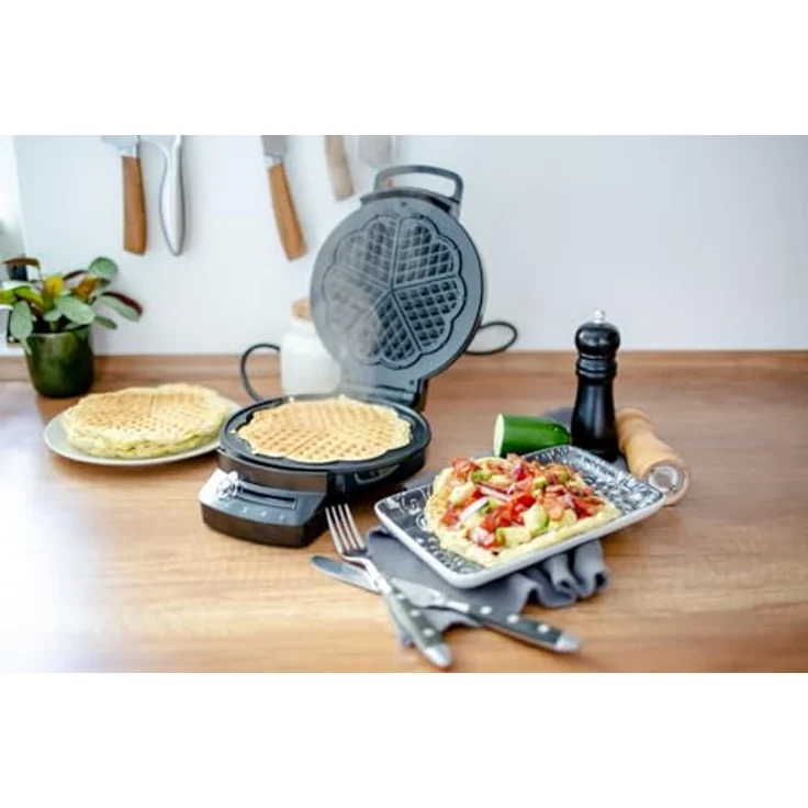 Steba Germany WE 1 Waffeleisen Antihaftbeschichtung, Kontrollleuchte, klappbar, stufenloser Temperaturregler Schwarz – Bild 5