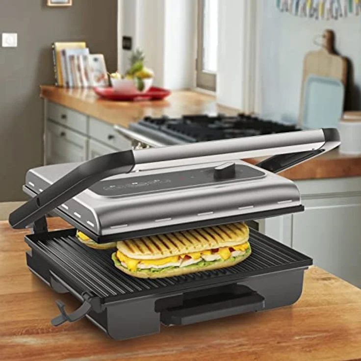 Tefal Kontaktgrill Inicio Adjust GC242D [Elektrogrill - Sandwichtoaster für Panini, Toasts, Steak und mehr, regelbarer Thermostat mit 3 Stufen, antihaftbeschichtete Grillplatten, 2000W, platzsparend] – Bild 4