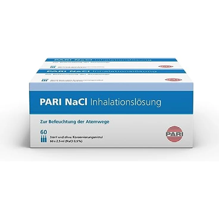 PARI Kochsalzlösung zum Inhalieren für Säuglinge, Kinder und Erwachsene – 120 Ampullen á 2,5ml NaCl 0,9 Inhalationslösung - Steril und ohne Konservierungsstoffe – Bild 1