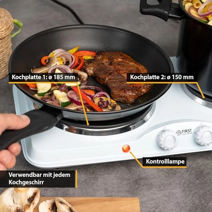 TZS FIRST AUSTRIA Doppelkochplatte Kochfeld Herdplatte Camping Kochplatte 2500W – Bild 6