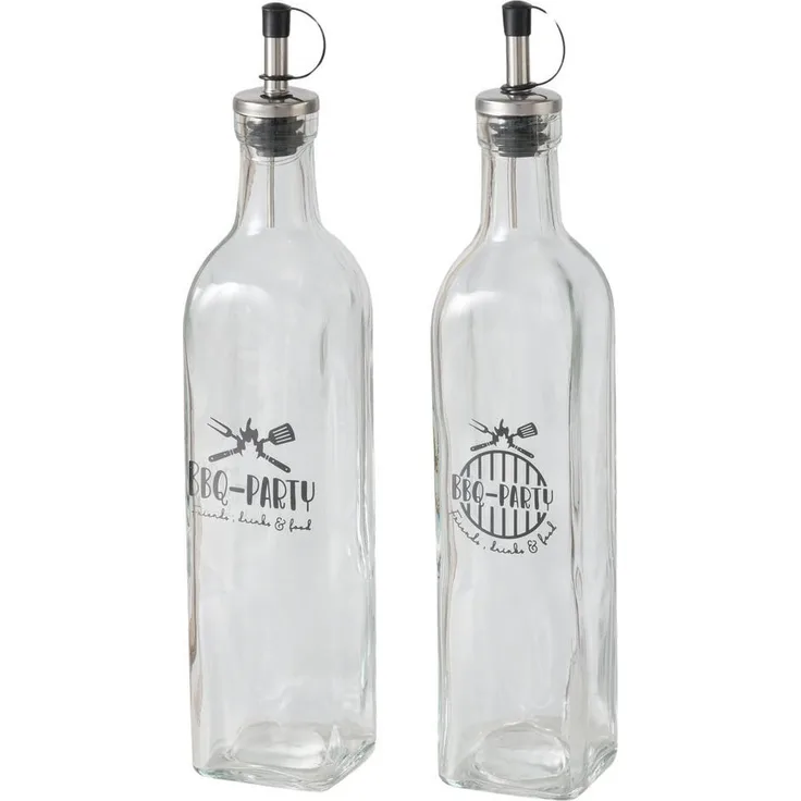 Boltze Home BBQ-Dressingflaschen, Glas, 500 ml, transparent mit Dosierer für präzises Dosieren von Saucen und Ölen