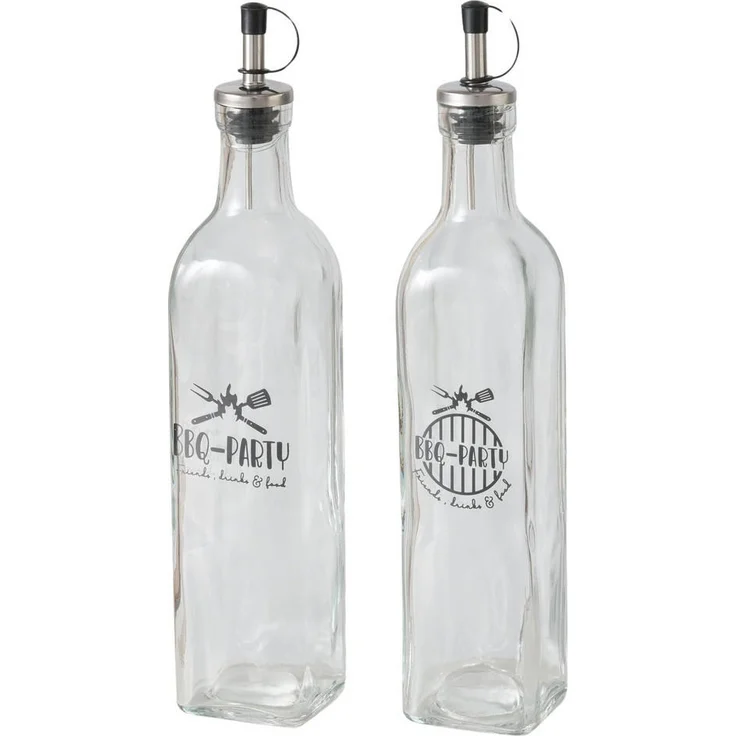 Boltze Home BBQ-Dressingflaschen, Glas, 500 ml, transparent mit Dosierer für präzises Dosieren von Saucen und Ölen