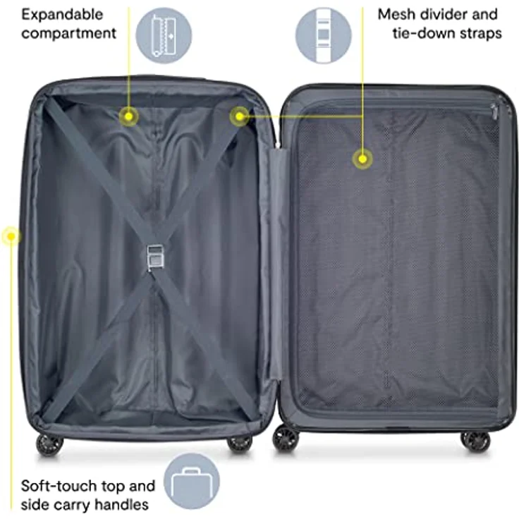 Delsey Paris Helium Aero Hardside erweiterbares Gepäck mit Spinnrollen, Gebürstete Anthrazit, Checked-Large 29 Inch, Helium Aero Hardside erweiterbares Gepäck mit Spinner-Rädern. – Bild 3