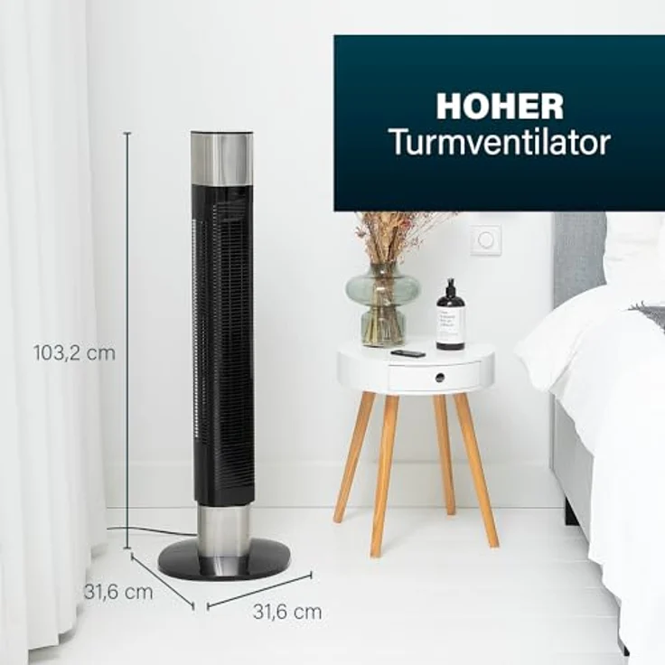 Princess Geräuscharmer Turmventilator - 103 cm, 3 Modi, 3 Geschwindigkeiten, 80° Oszillation, App-Steuerung – Bild 2