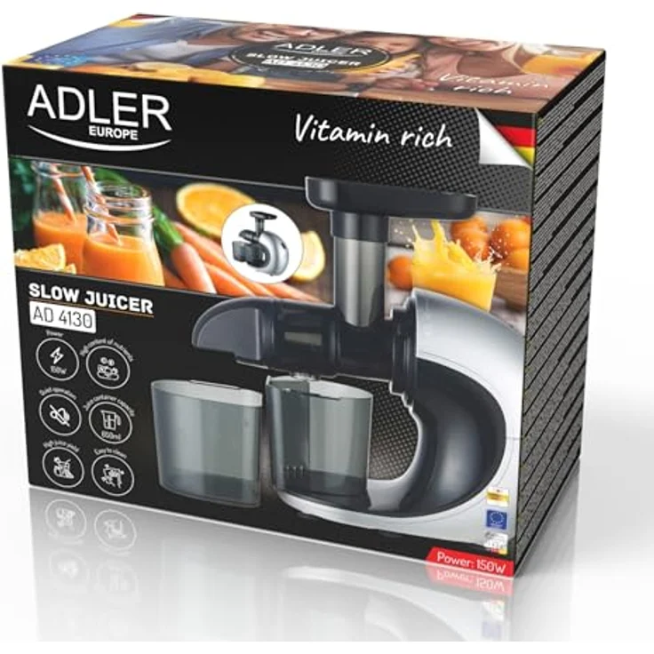 Entsafter Adler 150 W: leistungsstark, kompakt, leicht zu reinigen – genießen Sie einen nahrhaften Saft in aller Einfachheit – Bild 3