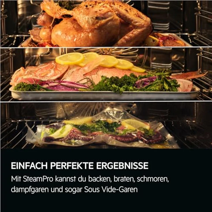 AEG TP8SB73ZAB Wifi Einbau-Dampfbackofen, Multidampfgarer mit 100% Auto-Dampf, SousVide-Funktion, Touch-Swipe-Display und Schritt-für-Schritt-Kochassistent, Made in Germany – Bild 4