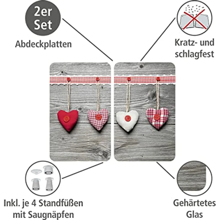 Wenko Herdabdeckplatte, Breite 52 cm, gehärtetes Glas – Bild 3