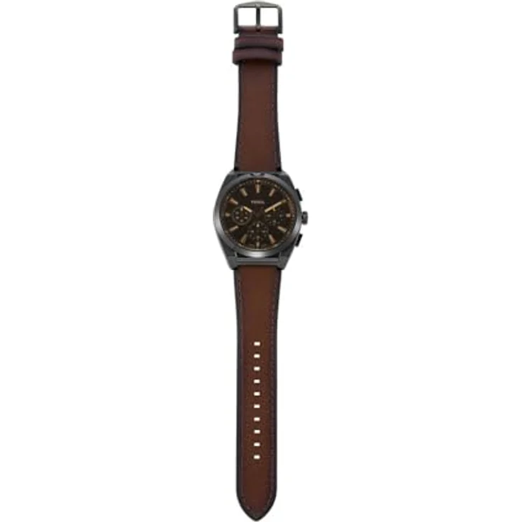 Fossil Chronograph EVERETT FS6108, Quarzuhr mit analoger Anzeige, braunem Zifferblatt und Lederarmband, schwarz, 44 mm Gehäusedurchmesser, 5 bar wasserdicht – Bild 7